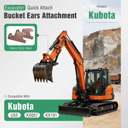 Solidspare For Kubota U-55 KX057 KX191 Excavator Quick Tach Bracket Bucket Ears Attachment
