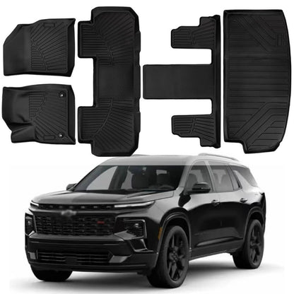 Solidspare Floor Mats Cargo Liners Waterproof For 2018-2025 Chevrolet Traverse TPE Rubber