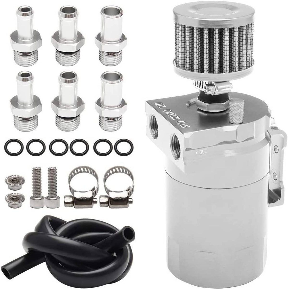 Solidspare Oil Catch Can Kit Reservoir Baffled Tank with Breather Filter Universal Aluminum