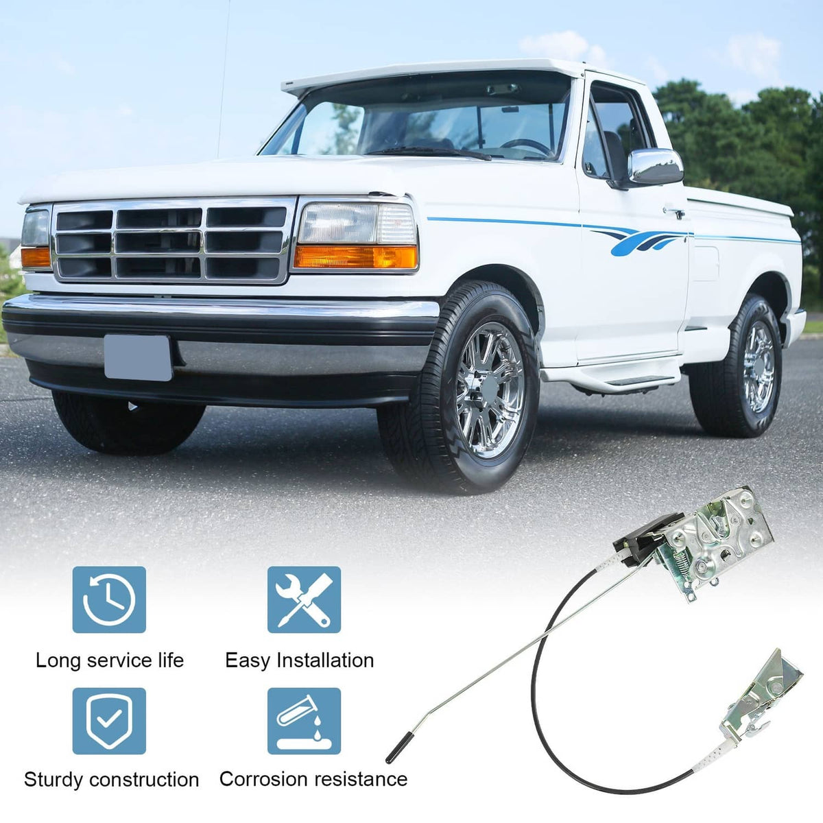 Solidspare Front Left & Right Door Lock Latch with Cable & Rod Kit for 92-97 Ford F-Series