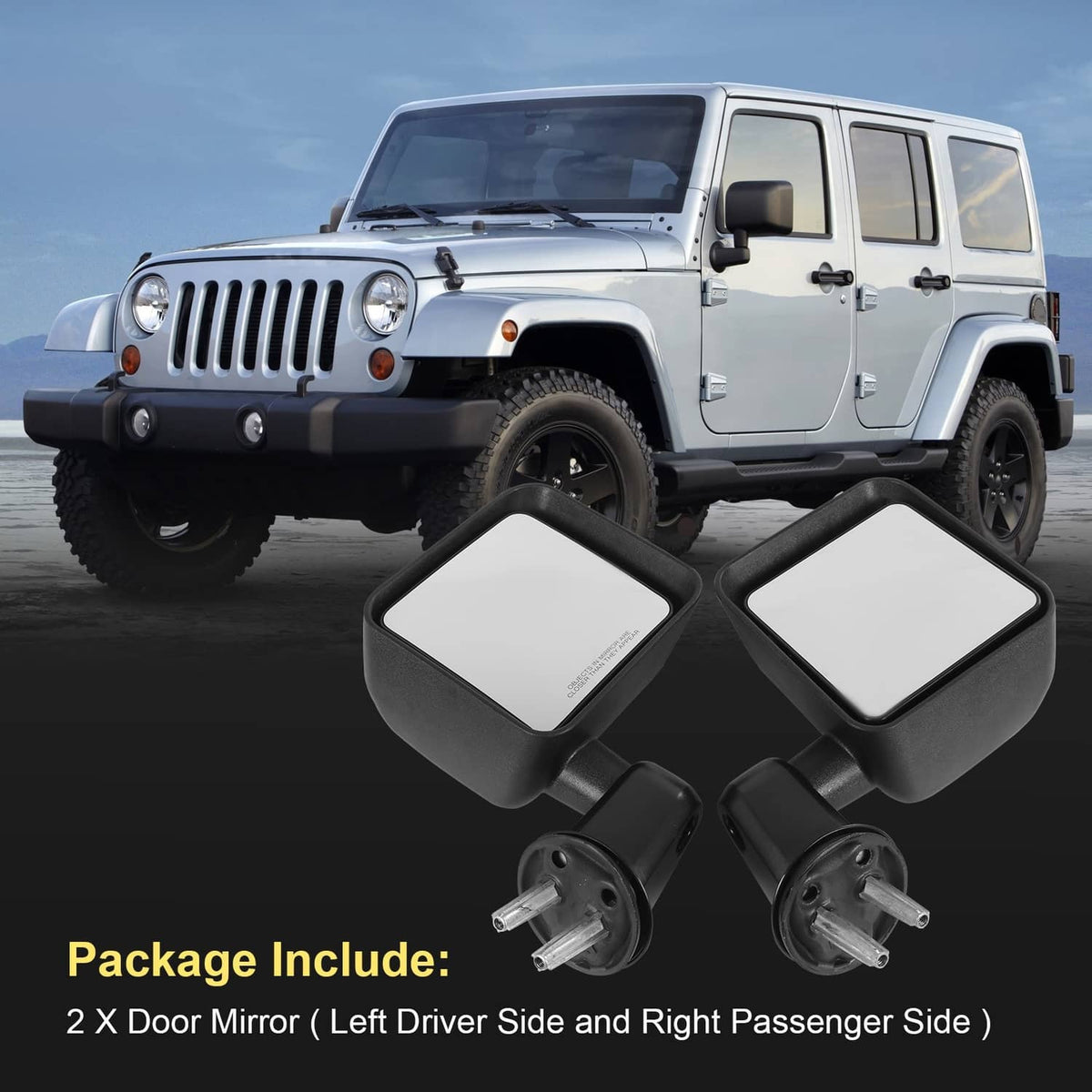 Solidspare Side Mirrors Manual Pair For 2007-2017 Jeep Wrangler JK Left +Right Black
