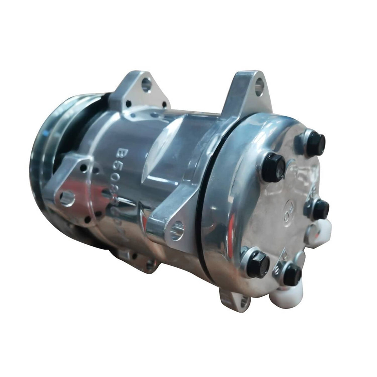 Solidspare A/C Compressor w/Clutch for Sanden 508 Style 2-Groove V-Belt Chrome Aluminum New