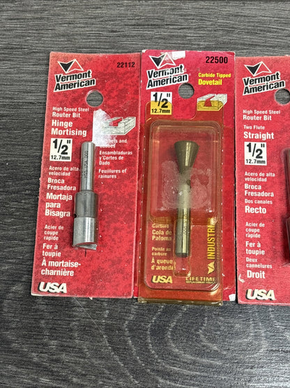 7pc Vermont American 1/2" Shank Router Bit Set - Made In USA