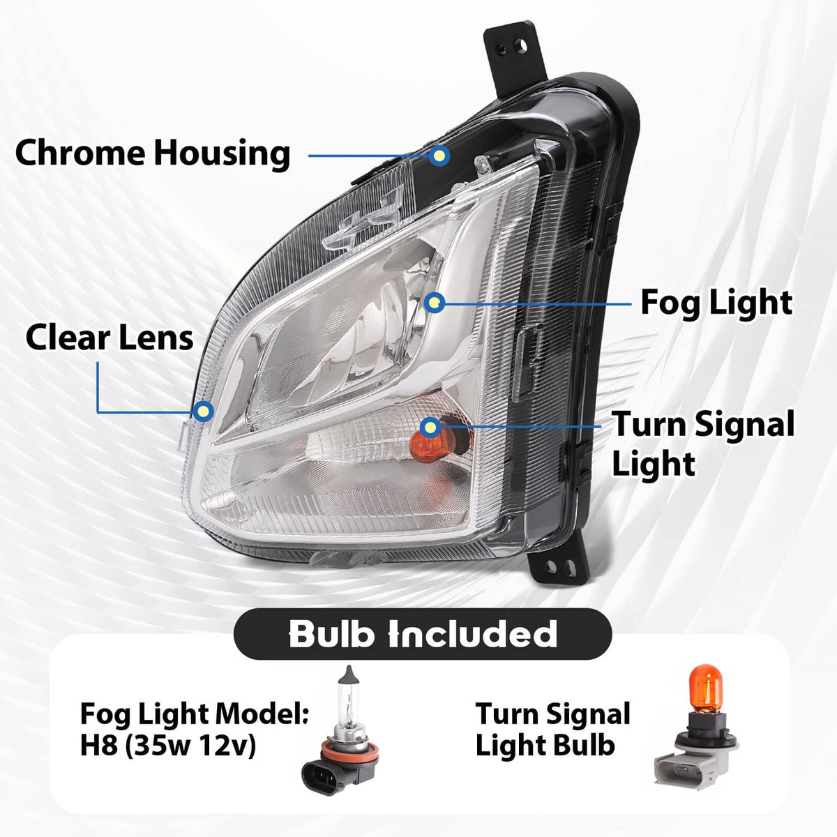 Solid Spare For Chevy Equinox 2018-2021 Bumper Fog Light Turn Signal Lamp w/Wiring Bulbs Set