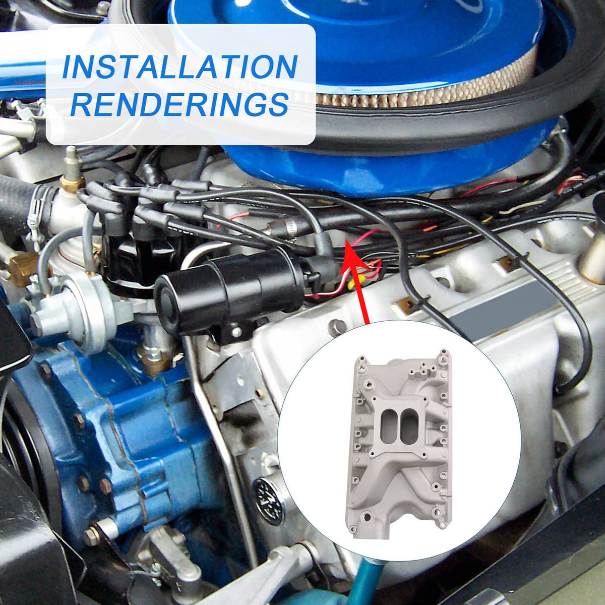 Solidspare Dual Plane Aluminum Intake Manifold Fits Ford Small Block Windsor V8 5.8L 351W