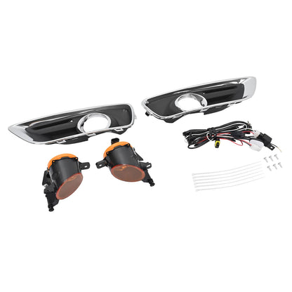 Solid Spare Front Bumper Fog Light Lamp w/Bezel Chrome Trim Set For Chevy Malibu 2013-2015