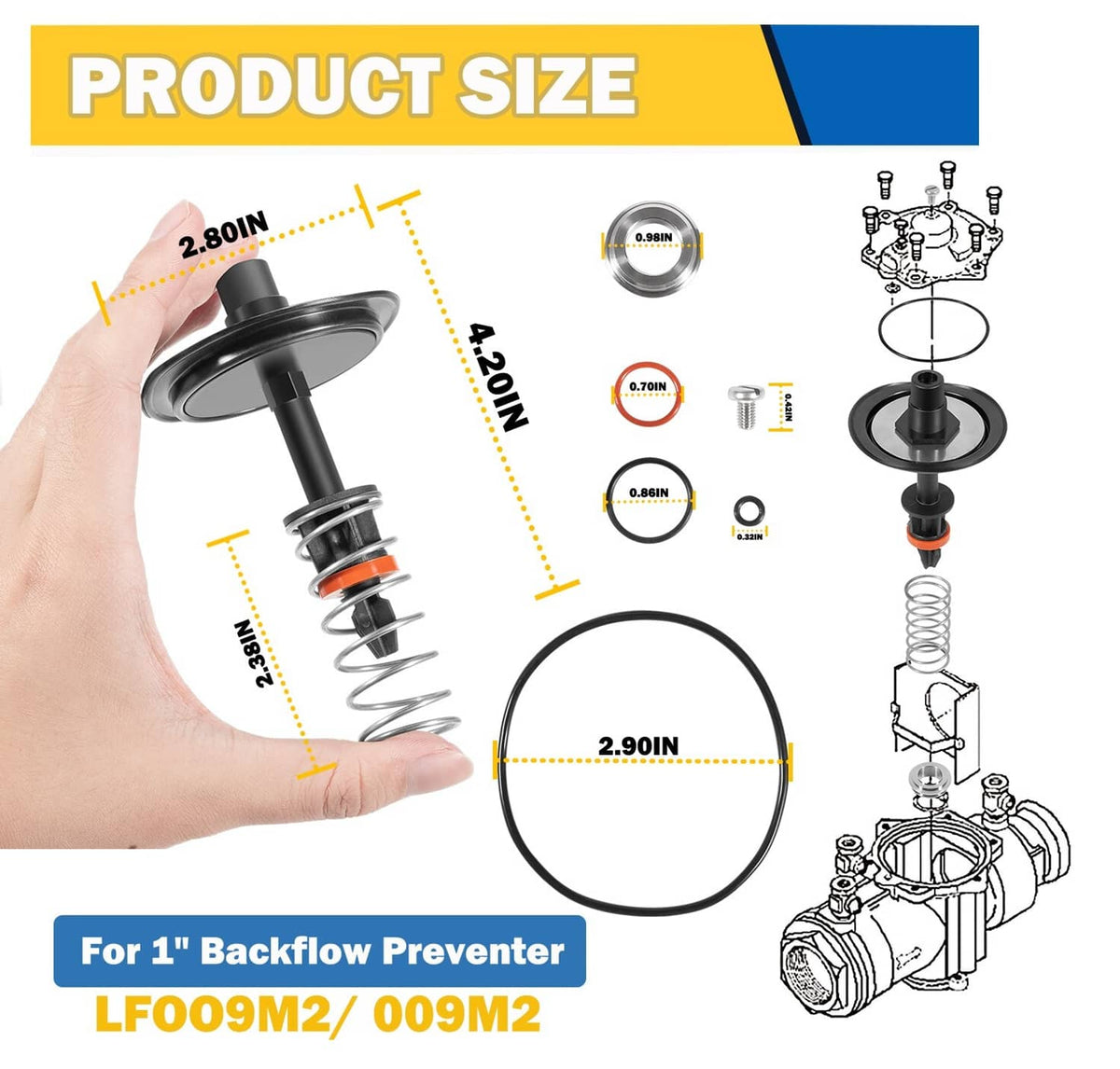 Solidspare 1" 0887785 Total Relief Valve Repair Kit Replaces for Watts 0887785 RK 009M2 VT