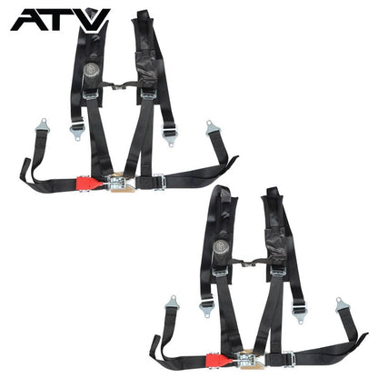 Solidspare Black Seat Belt Harness Pair Of 4 Point 2" Padded For Polaris RZR XP S 4 1000