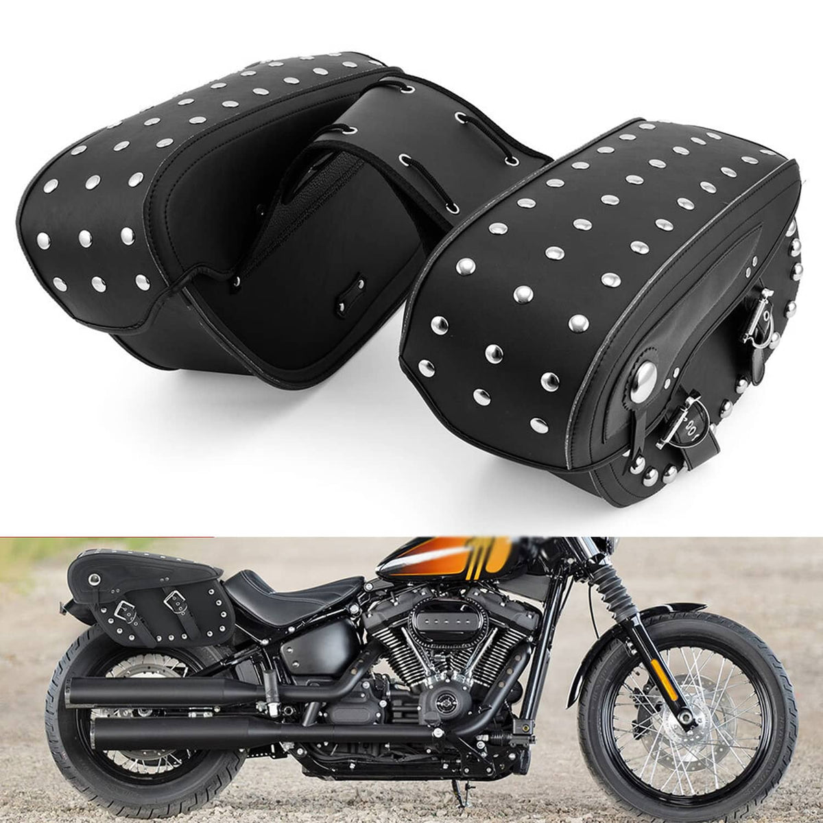 Solidspare Universal Motorcycle Saddle Panniers Tool Pouch Side Bag For Harley Honda Suzuki