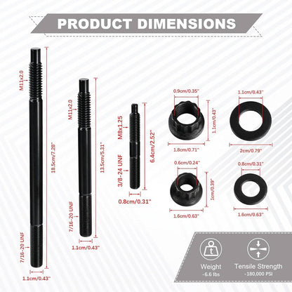 Solidspare Black Cylinder Head Stud Kit For 97-03 Chevy LS1 LQ9 LS6 4.8L 5.3L 6.0L Engines