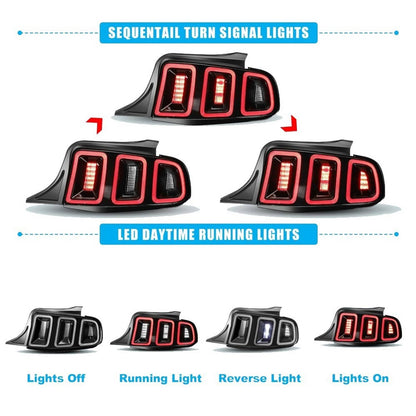 Solidspare Tail Lights Black Brake Lamps For 2010-2014 Ford Mustang Full LED w/ Sequential