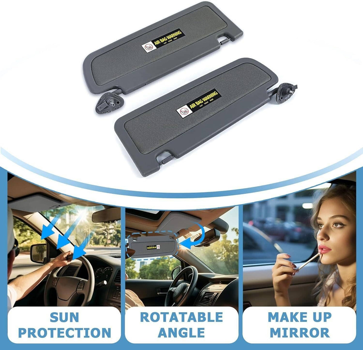 Solidspare 2Pcs Sun Visor Dark Gray Left & Right Visor Set For 2006-2011 Honda Civic Visors