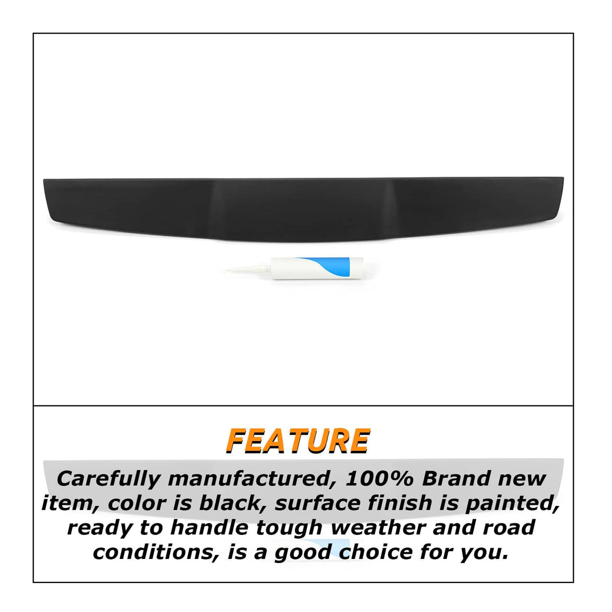Solid Spare For Ford F-150 F150 2015-2020 Black Cab Wing Rear Window Trunk Roof Spoiler Lip