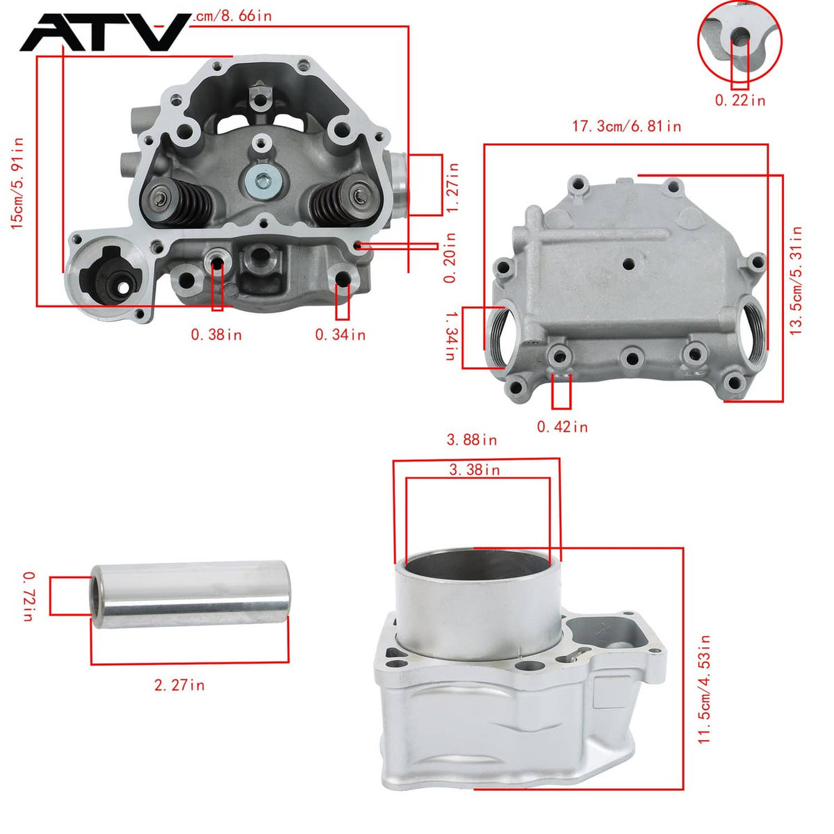 Solidspare Engine Rebuild Kit Cylinder Head & Cover Sleeve Cylinder For HONDA TRX500 12-19