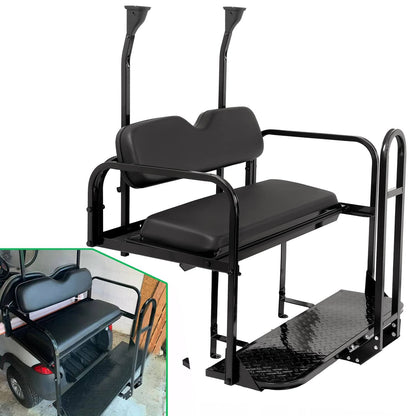 Solidspare Rear Flip Seat Back Seat Kit For Club Car PRECEDENT/TEMPO Golf Cart w/ Grab Bar