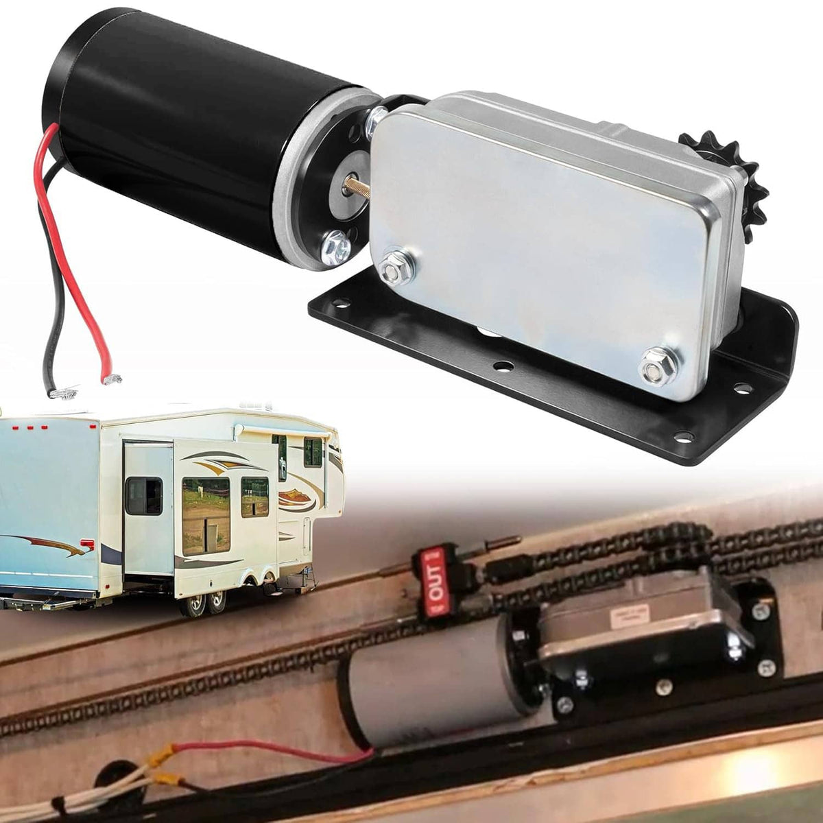 Solidspare RV Slide Out Gear Box and High Output Motor,Replace FOR ‎R25076-1, R25075