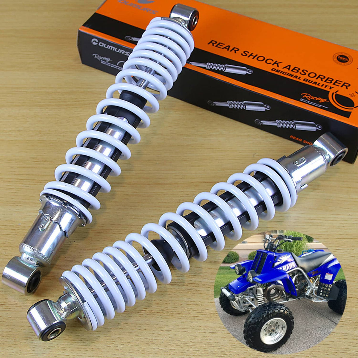 Solidspare Front Shocks Absorbers White Spring for Yamaha Banshee 350 YFZ350 ATV 1987-2006