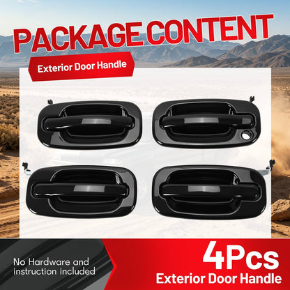 Solid Spare 4Pcs NEW Outside Door Handles Set Painted Black For Silverado Tahoe Sierra 99-06