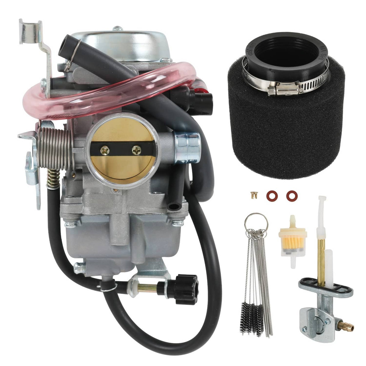Solidspare Carburetor & Fuel Petcock Switch Fit Kawasaki KLF300 BAYOU 300 Carb 1986-05