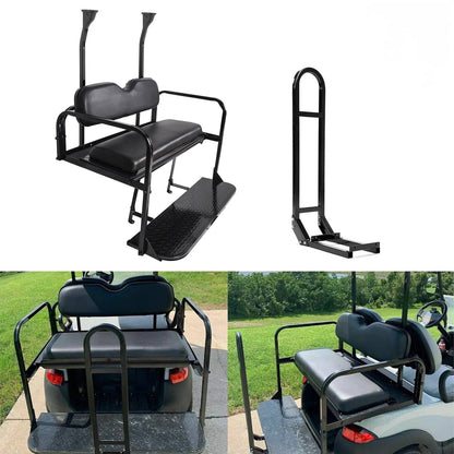 Solidspare Rear Flip Seat Back Seat Kit For Club Car PRECEDENT/TEMPO Golf Cart w/ Grab Bar