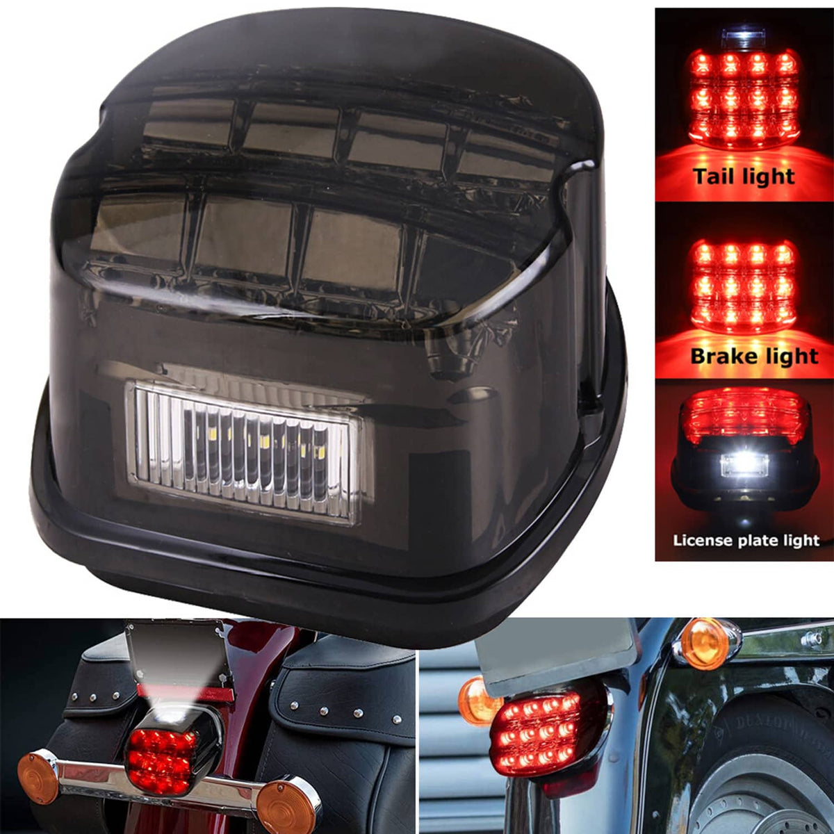 Solidspare Led Rear Tail Light Brake Smoke for Harley Touring Glide Dyna Softail Sportster