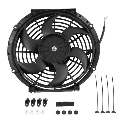 Solidspare Universal Electric Radiator Slim Cooling Fan Push Pull 10" Inch 12v 80w 1750CFM