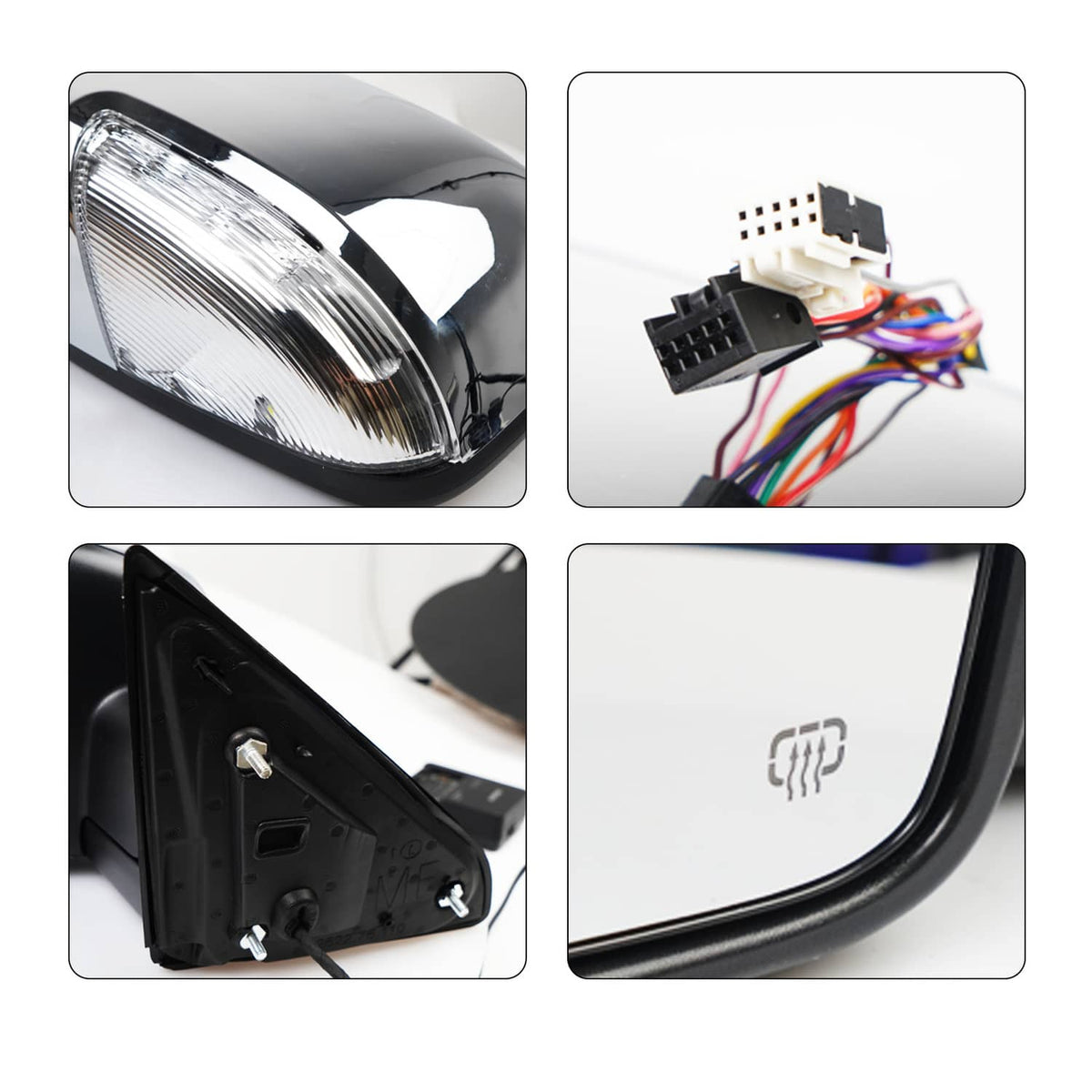 Solidspare 2Pcs For 2013-2019 Ram 1500 Side Mirror Chrome Power Fold Heated Temper Sensor