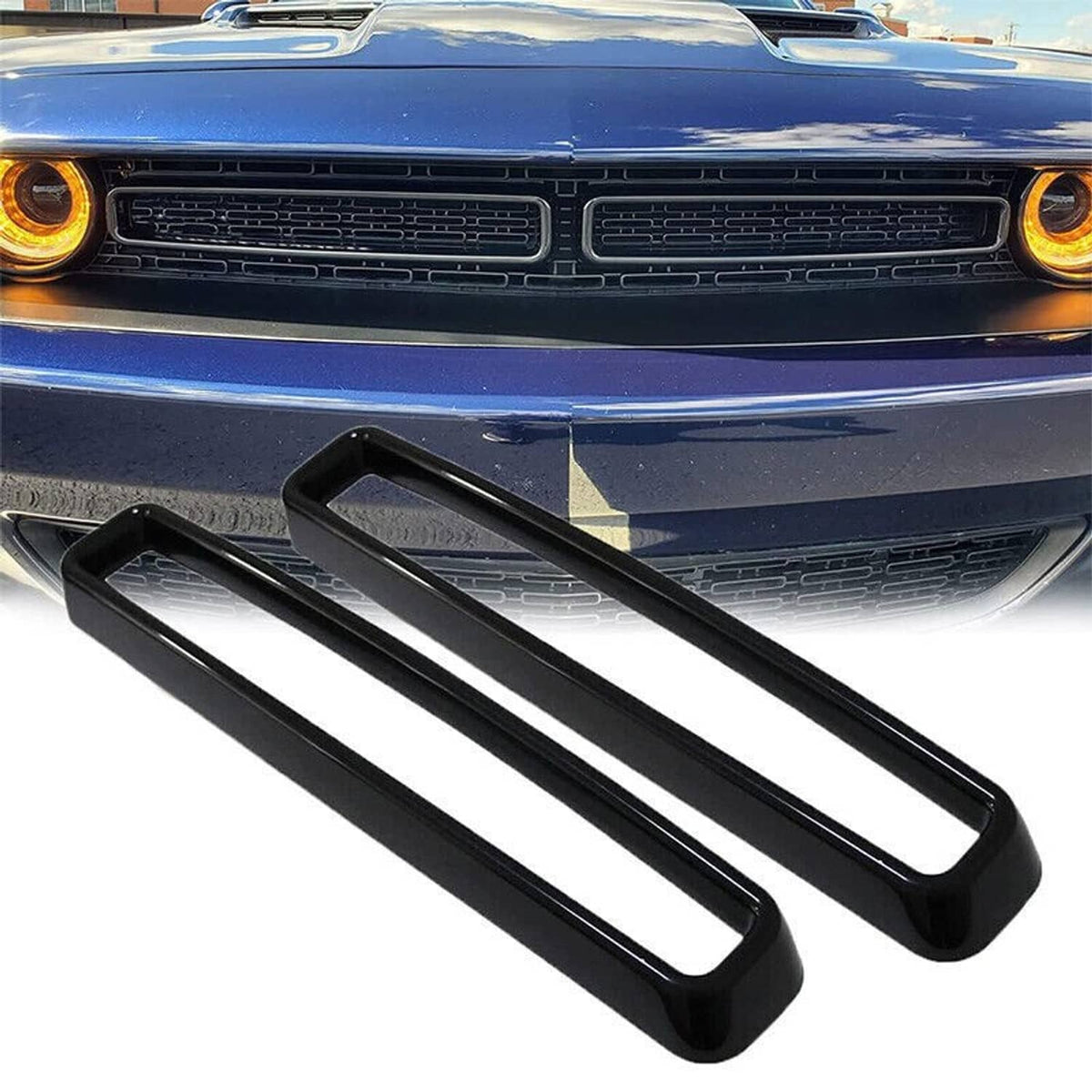 Solidspare Black Front Grill Mesh Grille Inserts Trim Cover for Dodge Challenger 2015-up