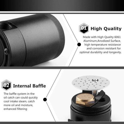 Solidspare Aluminum 3-Port Oil Catch Can Tank Reservoir Air-Oil Separator Racing Baffled