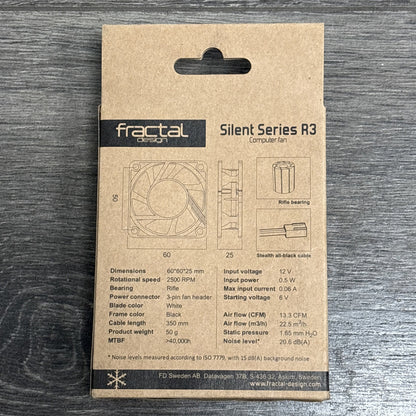 Fractal Design Silent Series R3 60mm Case Fan – Quiet Cooling, 3-Pin Connector