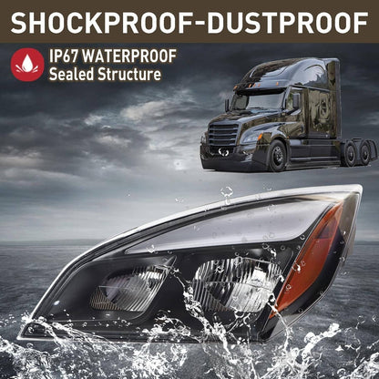 Solidspare Pair New Full LED Headlights Headlamps For 2018-2022 Freightliner Cascadia Black