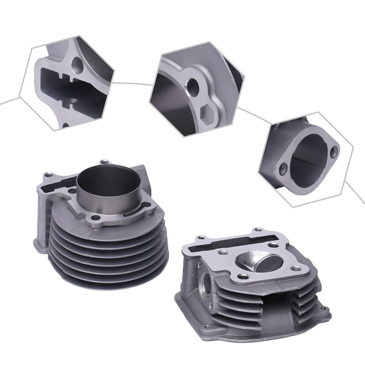 Solidspare For GY6 150cc 57.4mm Big Bore Kit Set Cylinder Head Piston Gasket Set QMJ157