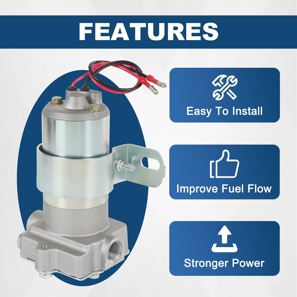 Solidspare 14 PSI Electric Fuel Pump Race Pump 140 GPH Street/Strip Carbureted FIT 12-815-1