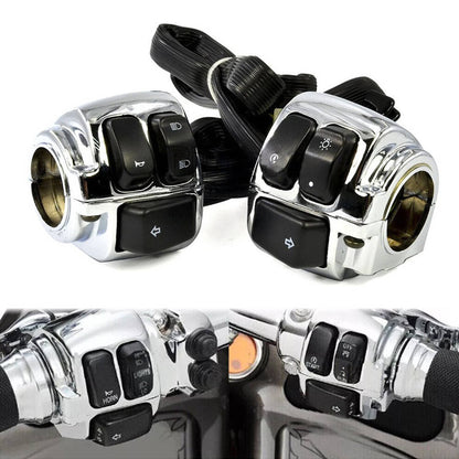 Solidspare 1" Motorcycle Handlebar Control Switches With Wiring Harness Kit For Harley