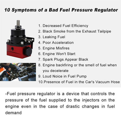Solidspare New Adjustable Fuel Pressure Regulator Kit Oil 0-100psi Gauge -6AN Black & Red