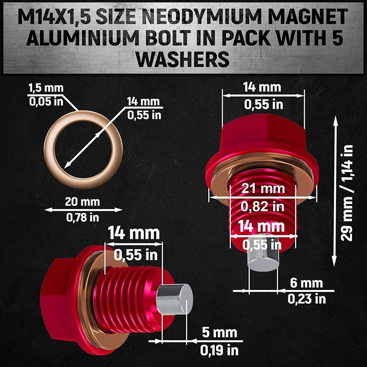 Solidspare M14x1.5mm Car Engine Magnetic Oil Drain Plug Screw Nut Bolt Sumps Universal