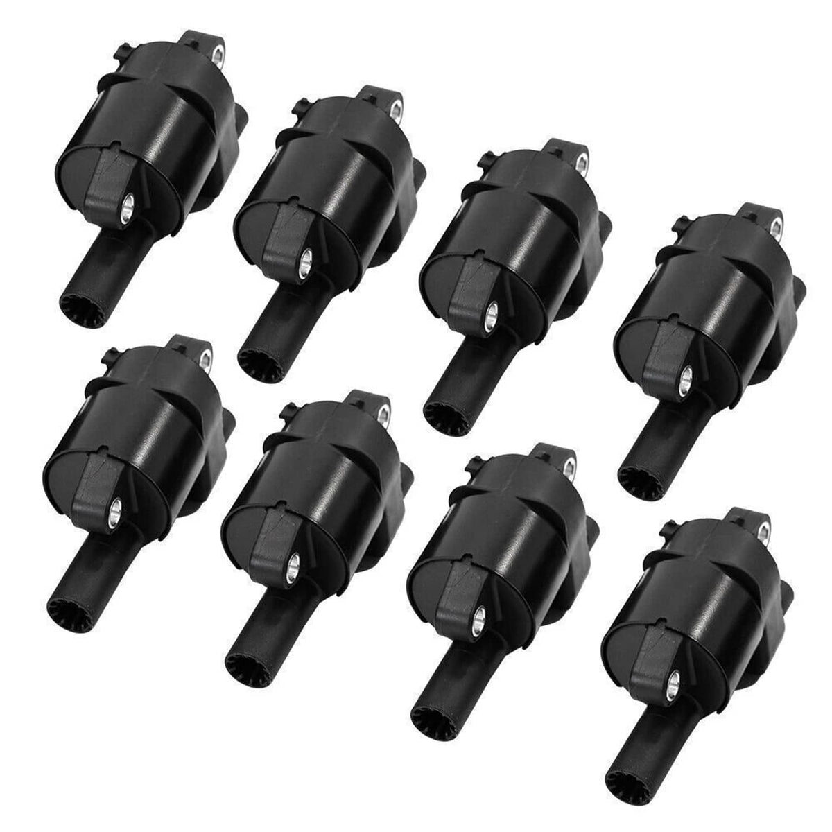 Solidspare 8 Set UF414 Round Ignition Coil + Spark Plugs w/ Wire For Chevy Silverado Tahoe