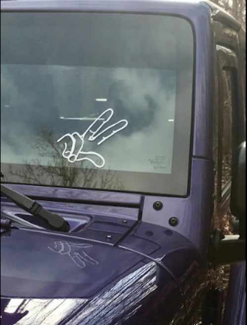 Front Windshield Vinyl Hand Decal / Sticker "Wave" (White) for Jeep Wrangler