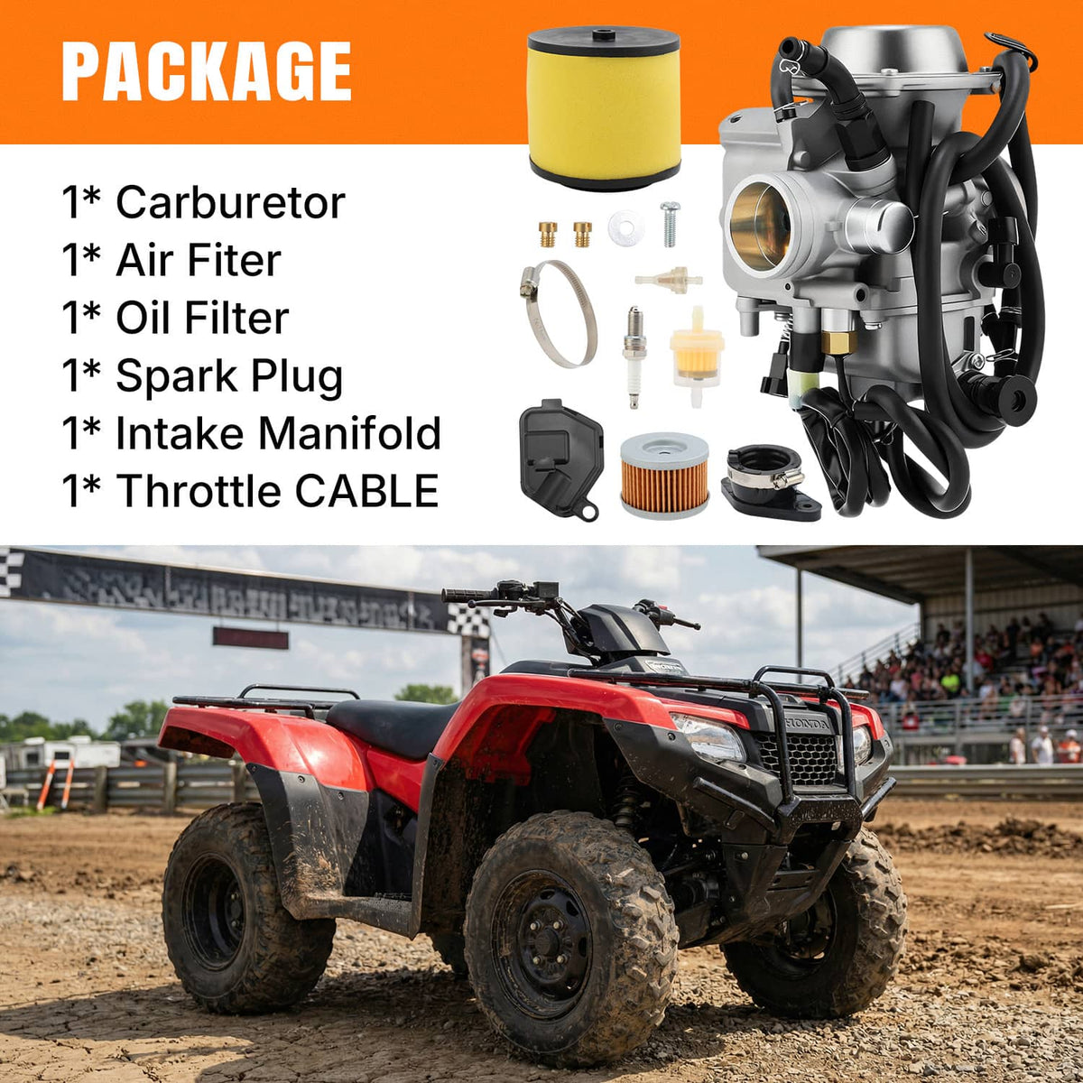 Solidspare Carburetor W/ Fiter Intake Manifold for Honda Foreman 450 TRX450 ES S FE FM