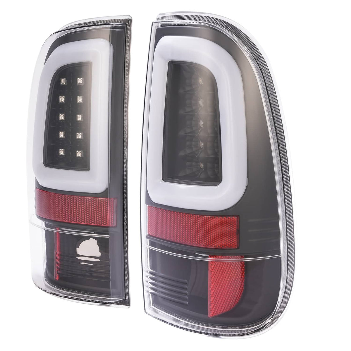 Solid Spare Black For 1997-2003 Ford F150 99-07 F250 F350 SD LED Tube Tail Lights Brake Lamp