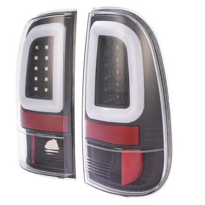 Solid Spare Black For 1997-2003 Ford F150 99-07 F250 F350 SD LED Tube Tail Lights Brake Lamp