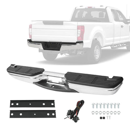 Solidspare Chrome Rear Step Bumper for 1999-2007 Ford F250 F350 Super Duty  W/O Sensor Hole