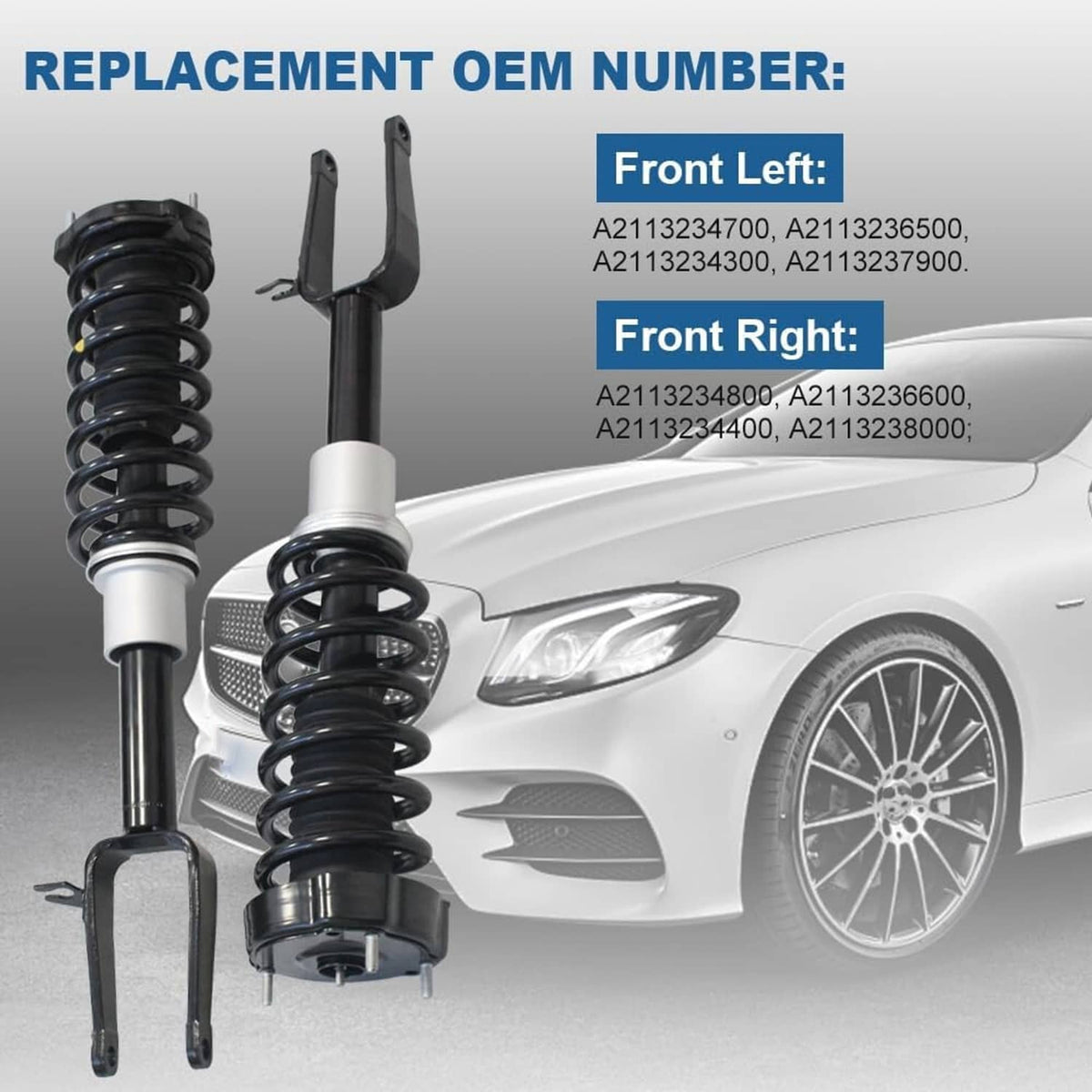 Solidspare Pair Front Shock Strut Assys For 2006-2009 Mercedes-Benz W211 S211 E350 4Matic