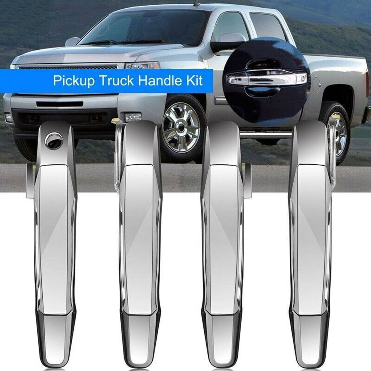 Solidspare 4X Chrome Exterior Door Handle Set For Chevy Tahoe GMC Yukon Sierra Denali 07-13