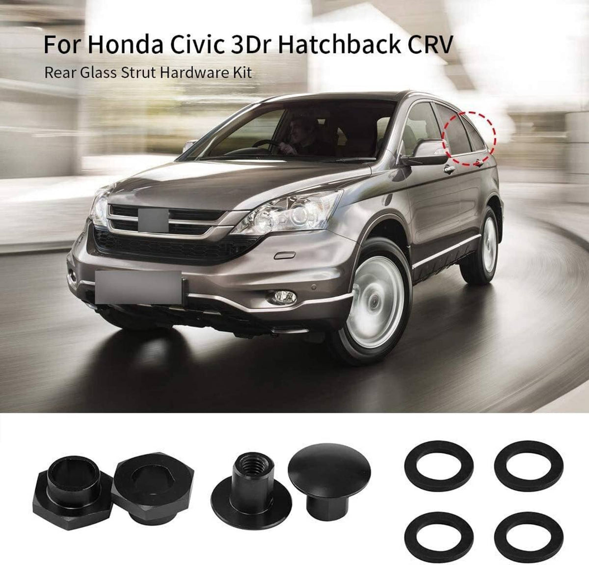 Solidspare Rear Glass Strut Hardware Kit For 1992-1995 Honda Civic 3Dr Hatchback EG6 CRV