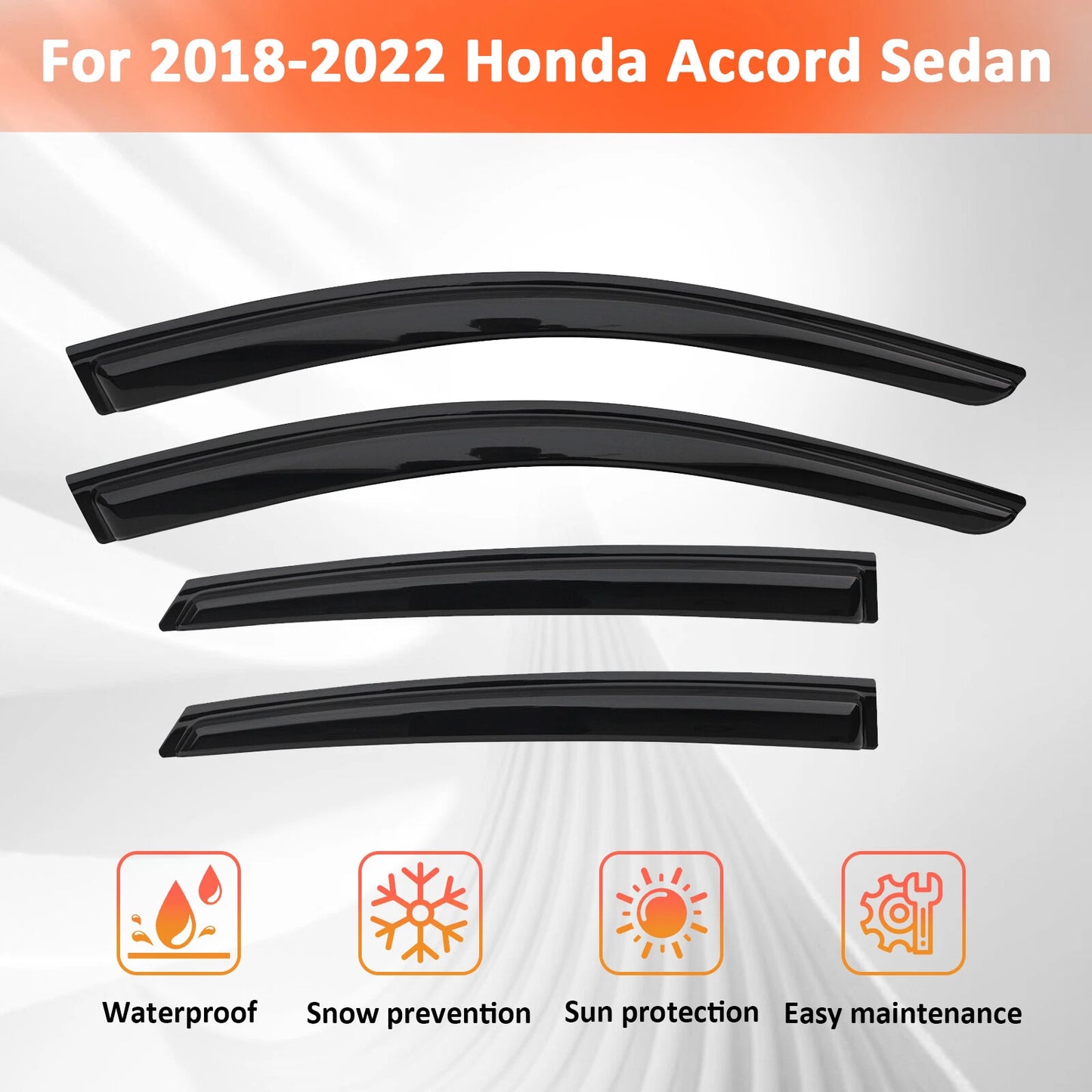 For 2018-2022 Honda Accord Sedan 4-Door Window Visor Vent Rain Guards Deflector