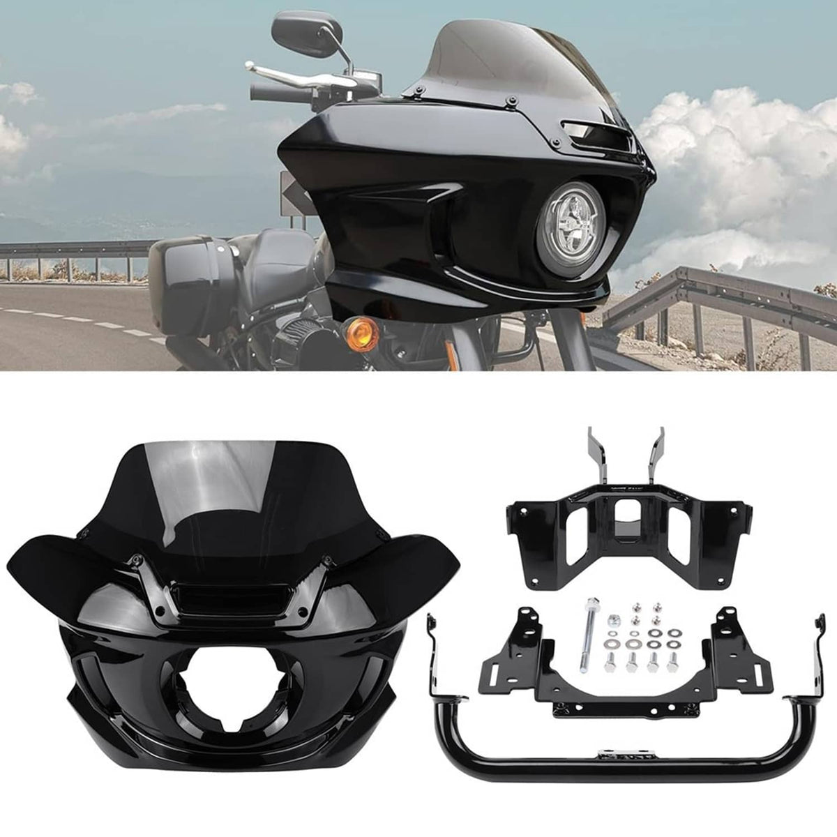 Solidspare Headlight Fairing Windshield Bracket For Harley Softail Street-Bob FXBB 2018+