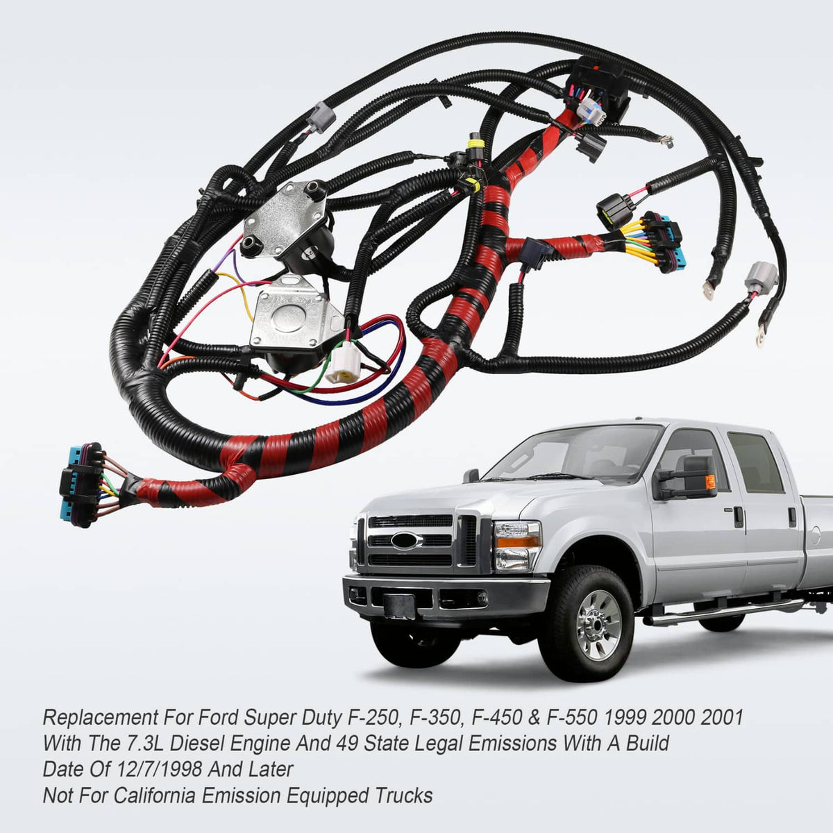 Solidspare Engine Wiring Harness W/O Calif For 99-01 F350 F250 Powerstroke Diesel Auto 7.3L