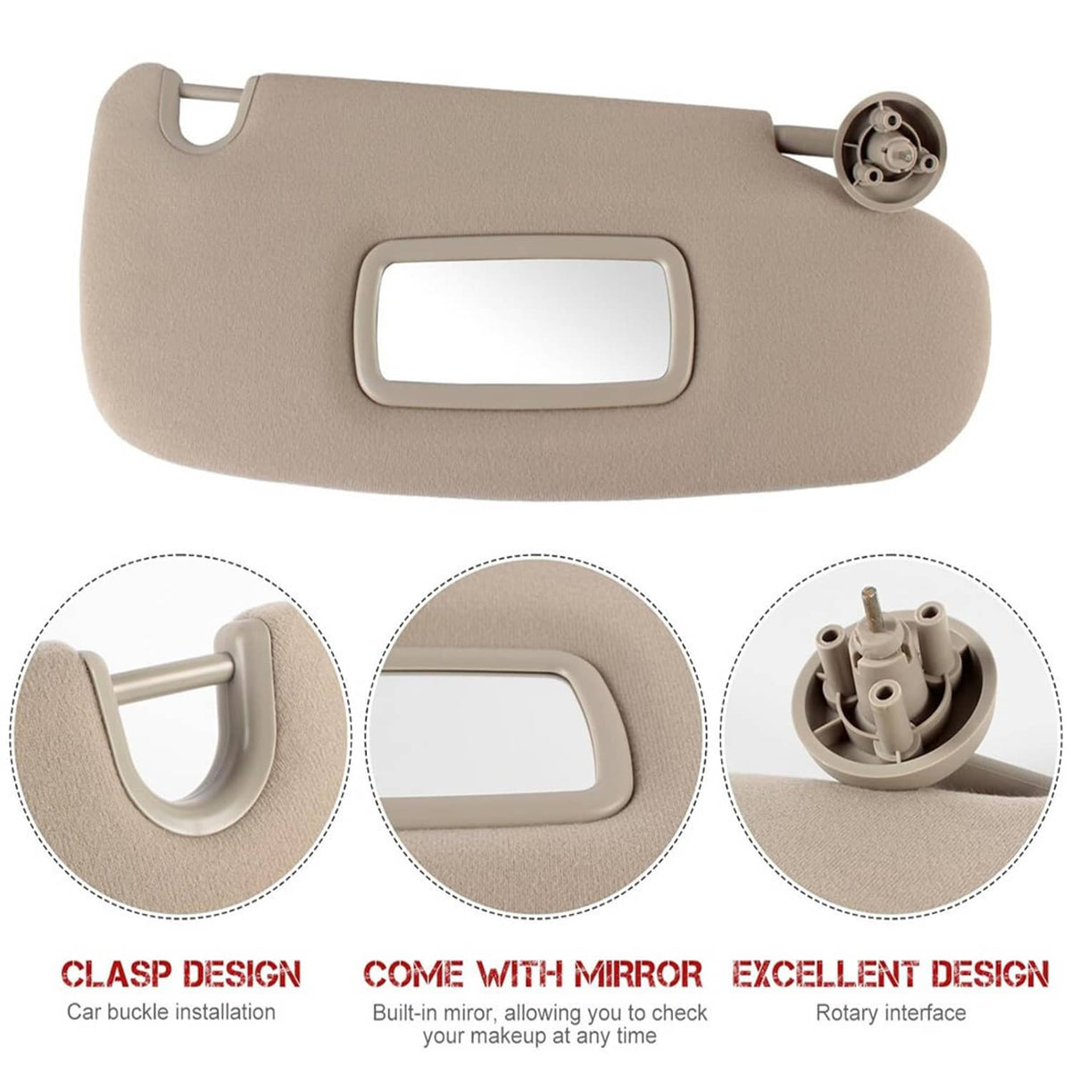Solidspare 1Pair Sun Visor Set Left & Right For 2002-2009 Dodge Ram 1500 2500 3500 Beige