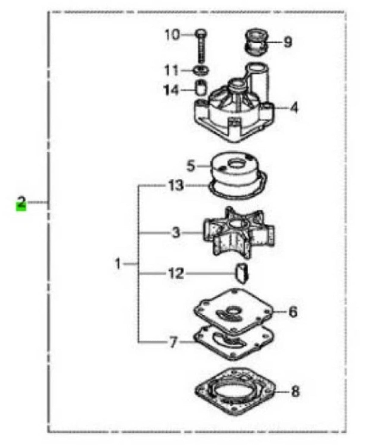 Solid Spare 06193-ZZ0-000 Honda Marine Complete Water Pump Rebuild Kit for BF75D and BF90D